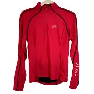 Gore Bike Wear Half Zip Cycling Long Sleeve Mens Size Medium Red Black Silver